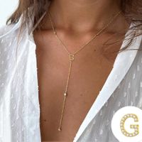 Simple Style Letter Copper Plating Inlay Zircon 14k Gold Plated Long Necklace sku image 6