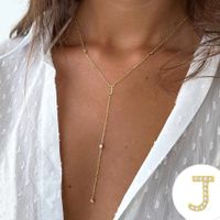 Simple Style Letter Copper Plating Inlay Zircon 14k Gold Plated Long Necklace sku image 8