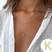 Simple Style Letter Copper Plating Inlay Zircon 14k Gold Plated Long Necklace sku image 9