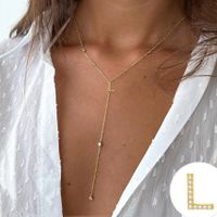Simple Style Letter Copper Plating Inlay Zircon 14k Gold Plated Long Necklace sku image 10