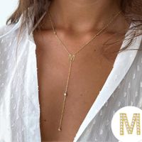 Simple Style Letter Copper Plating Inlay Zircon 14k Gold Plated Long Necklace sku image 11