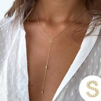 Simple Style Letter Copper Plating Inlay Zircon 14k Gold Plated Long Necklace sku image 13