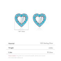 1 Pair Retro Simple Style Heart Shape Inlay Sterling Silver Turquoise Ear Studs main image 2
