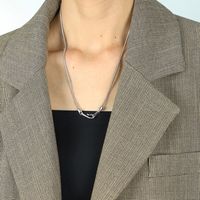 Simple Style Solid Color Lines Titanium Steel Buckle Sweater Chain sku image 1