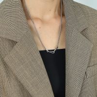 Simple Style Solid Color Lines Titanium Steel Buckle Sweater Chain main image 5