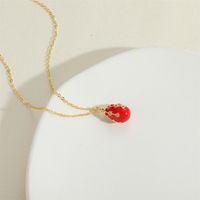 Vintage Style Simple Style Water Droplets Copper Enamel Plating Inlay Zircon 14k Gold Plated Pendant Necklace sku image 5