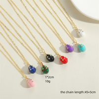 Vintage Style Simple Style Water Droplets Copper Enamel Plating Inlay Zircon 14k Gold Plated Pendant Necklace main image 2
