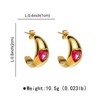1 Pair Elegant Vintage Style C Shape Heart Shape Plating Inlay Stainless Steel Zircon Ear Studs main image 2