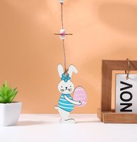 Cute Rabbit Carrot Flower Wood Pendant Artificial Decorations main image 4