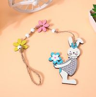 Cute Rabbit Carrot Flower Wood Pendant Artificial Decorations sku image 2