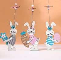 Cute Rabbit Carrot Flower Wood Pendant Artificial Decorations main image 6