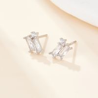 1 Pair Simple Style Geometric Rectangle Plating Inlay Sterling Silver Zircon 18k Gold Plated White Gold Plated Ear Studs sku image 2