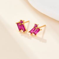 1 Pair Simple Style Geometric Rectangle Plating Inlay Sterling Silver Zircon 18k Gold Plated White Gold Plated Ear Studs sku image 3