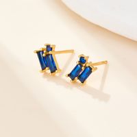 1 Pair Simple Style Geometric Rectangle Plating Inlay Sterling Silver Zircon 18k Gold Plated White Gold Plated Ear Studs sku image 5