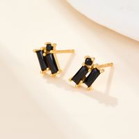 1 Pair Simple Style Geometric Rectangle Plating Inlay Sterling Silver Zircon 18k Gold Plated White Gold Plated Ear Studs sku image 9