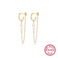1 Pair Elegant Simple Style Geometric Plating Inlay Sterling Silver Pearl 18k Gold Plated White Gold Plated Drop Earrings main image 6