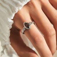 Elegant Simple Style Horse Eye Sterling Silver Plating Inlay Zircon Rhodium Plated Rings main image 1