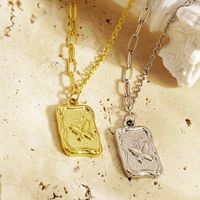 304 Stainless Steel 18K Gold Plated Retro Plating Butterfly Pendant Necklace main image 4