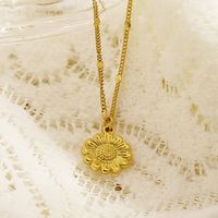 304 Stainless Steel 18K Gold Plated IG Style Plating Sunflower Pendant Necklace main image 4