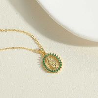 Vintage-stil Einfacher Stil Die Jungfrau Kupfer Überzug Inlay Zirkon 14 Karat Vergoldet Halskette Mit Anhänger sku image 2