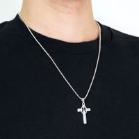 Casual Simple Style Cross Letter 304 Stainless Steel Titanium Steel Unisex Pendant Necklace main image 6