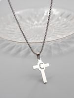 Casual Simple Style Cross Letter 304 Stainless Steel Titanium Steel Unisex Pendant Necklace main image 5