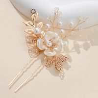 Femmes Élégant De Mariée Fleur Métal Placage Incruster Acrylique Perles Artificielles Épingle À Cheveux main image 4