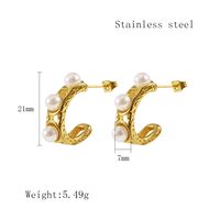 1 Pair Elegant Vintage Style Geometric Plating Inlay 304 Stainless Steel Artificial Pearls Rhinestones 18K Gold Plated Ear Studs sku image 5