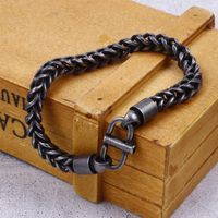 Simple Style Solid Color Titanium Steel Plating Chain 18K Gold Plated Men's Bracelets sku image 2