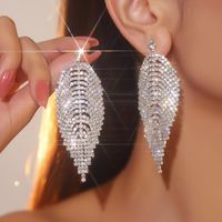 1 Pair Elegant Glam Shiny Tassel Plating Inlay Alloy Rhinestones Drop Earrings main image 1