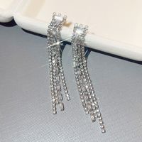 1 Pair Elegant Shiny Tassel Plating Inlay Copper Artificial Pearls Artificial Diamond Drop Earrings main image 4
