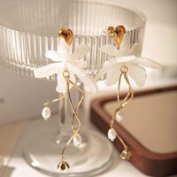 1 Pair Elegant Sweet Flower Plating 304 Stainless Steel Arylic Gold Plated Drop Earrings main image 3