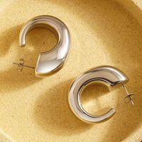 1 Pair Classic Style C Shape Horns Plating 304 Stainless Steel 18K Gold Plated Ear Studs main image 6