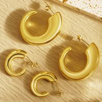 1 Pair Classic Style C Shape Horns Plating 304 Stainless Steel 18K Gold Plated Ear Studs main image 7