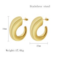 1 Pair Classic Style C Shape Horns Plating 304 Stainless Steel 18K Gold Plated Ear Studs sku image 3