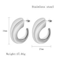 1 Pair Classic Style C Shape Horns Plating 304 Stainless Steel 18K Gold Plated Ear Studs sku image 1