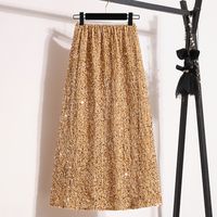 Summer Spring Autumn Retro Classic Style Solid Color Polyester Maxi Long Dress Skirts main image 4