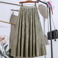 Summer Spring Autumn Casual Solid Color Polyester Maxi Long Dress Skirts main image 4