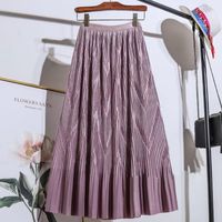Summer Spring Autumn Casual Solid Color Polyester Maxi Long Dress Skirts main image 7