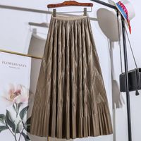 Summer Spring Autumn Casual Solid Color Polyester Maxi Long Dress Skirts main image 5