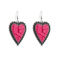 1 Pair Vintage Style Romantic Heart Shape Plating Pu Leather Alloy Drop Earrings sku image 1
