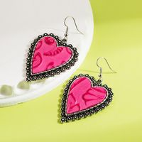 1 Pair Vintage Style Romantic Heart Shape Plating Pu Leather Alloy Drop Earrings main image 3
