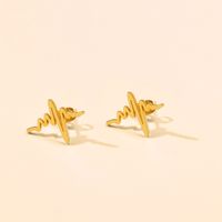 1 Pair Simple Style Electrocardiogram Plating 304 Stainless Steel Ear Studs main image 5