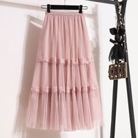 Summer Spring Autumn Basic Classic Style Solid Color Polyester Maxi Long Dress Skirts main image 5