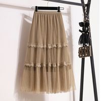 Summer Spring Autumn Basic Classic Style Solid Color Polyester Maxi Long Dress Skirts main image 1
