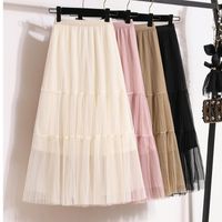 Summer Spring Autumn Casual Retro Solid Color Polyester Midi Dress Skirts main image 1