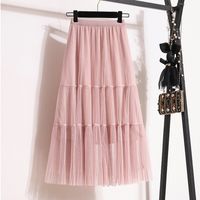 Summer Spring Autumn Casual Retro Solid Color Polyester Midi Dress Skirts main image 3
