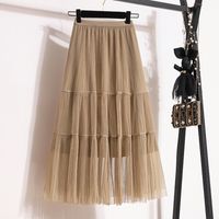 Summer Spring Autumn Casual Retro Solid Color Polyester Midi Dress Skirts main image 5