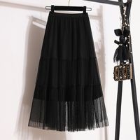 Summer Spring Autumn Casual Retro Solid Color Polyester Midi Dress Skirts main image 4