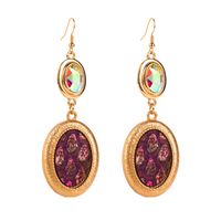 1 Pair Glam Classical Oval Plating Inlay Alloy Pu Glass Drop Earrings main image 6